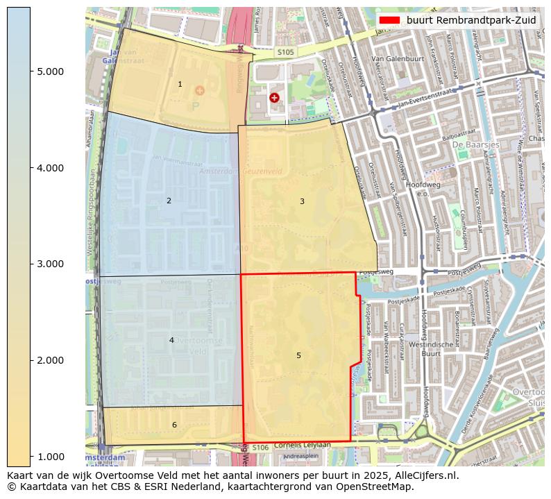 Afbeelding van de buurt Rembrandtpark-Zuid op de kaart.