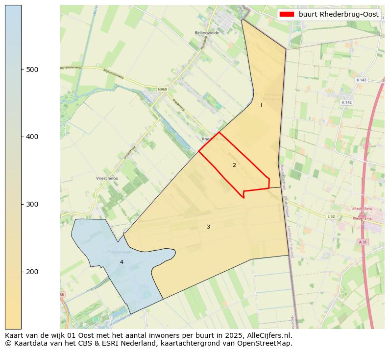 Afbeelding van de buurt Rhederbrug-Oost op de kaart.