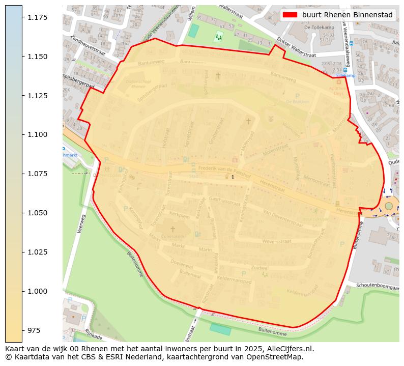 Afbeelding van de buurt Rhenen Binnenstad op de kaart.