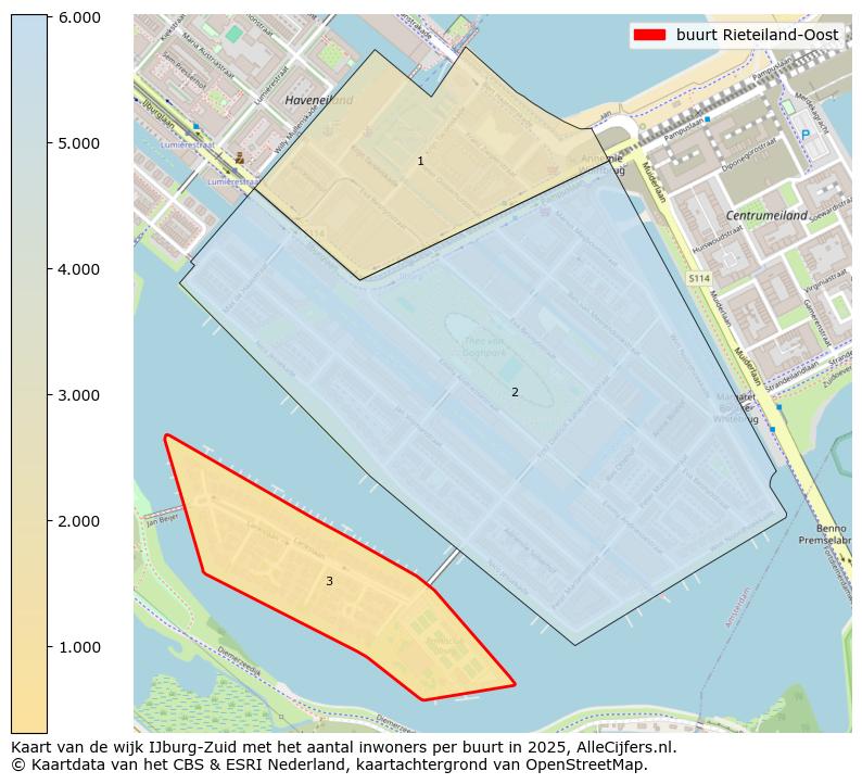 Afbeelding van de buurt Rieteiland-Oost op de kaart.