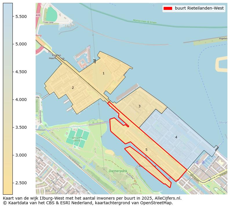 Afbeelding van de buurt Rieteilanden-West op de kaart.