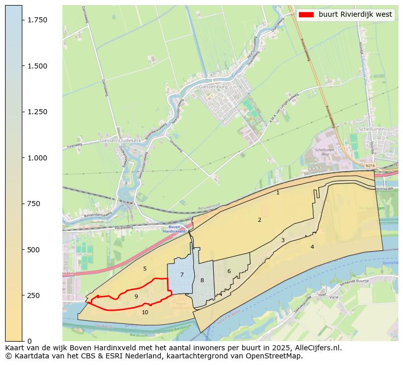 Afbeelding van de buurt Rivierdijk west op de kaart.