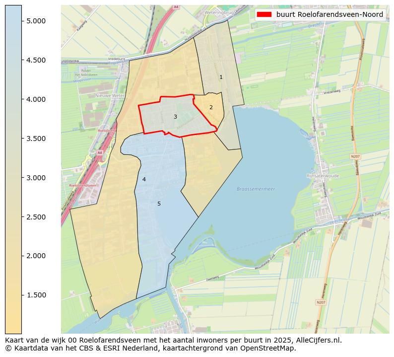 Afbeelding van de buurt Roelofarendsveen-Noord op de kaart.