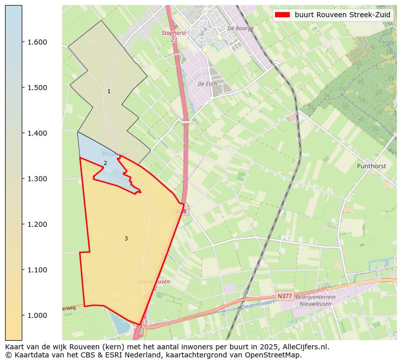 Afbeelding van de buurt Rouveen Streek-Zuid op de kaart.
