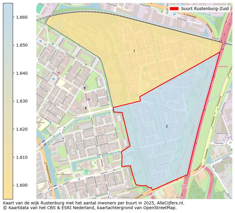 Afbeelding van de buurt Rustenburg-Zuid op de kaart.