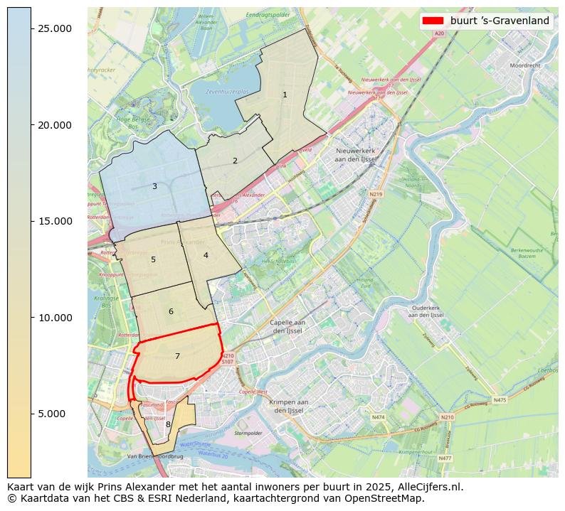 Afbeelding van de buurt ’s-Gravenland op de kaart.