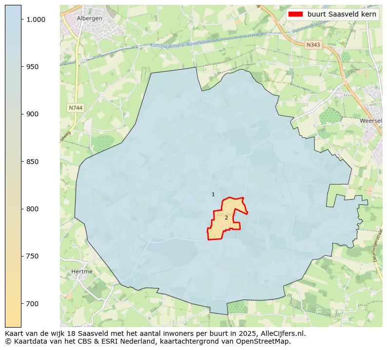 Afbeelding van de buurt Saasveld kern op de kaart.