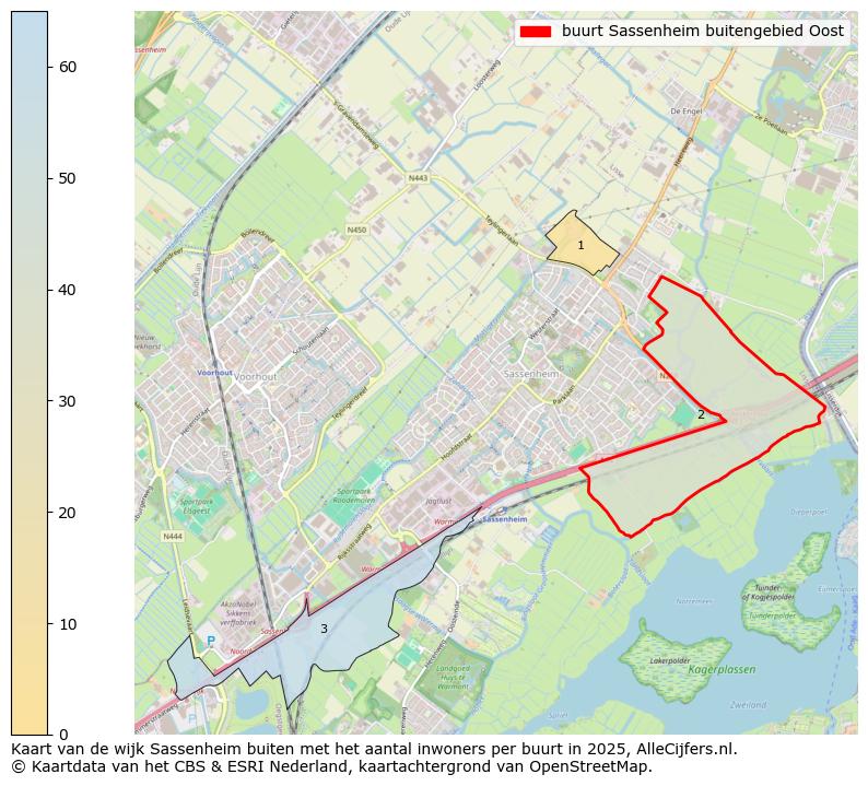Afbeelding van de buurt Sassenheim buitengebied Oost op de kaart.