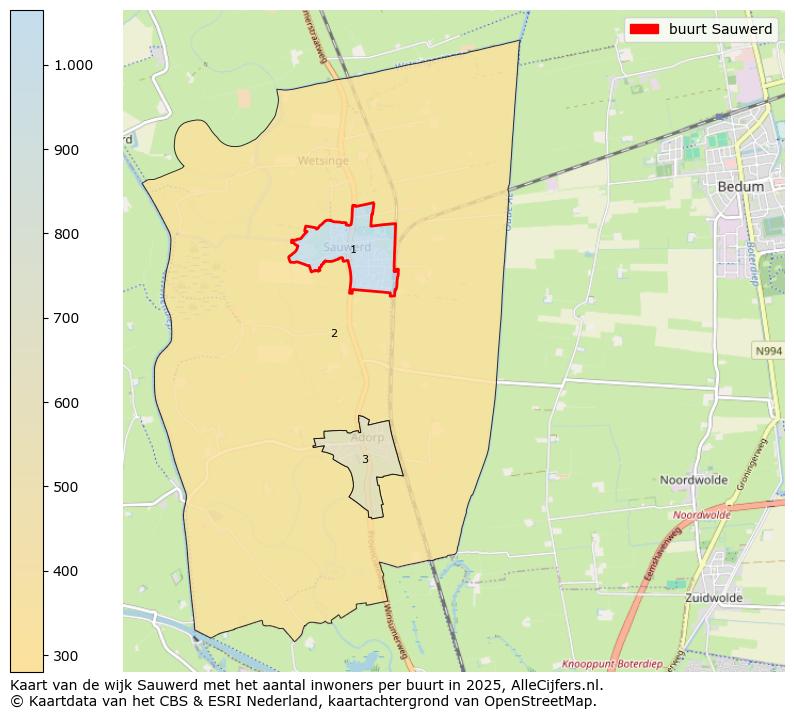 Afbeelding van de buurt Sauwerd op de kaart.