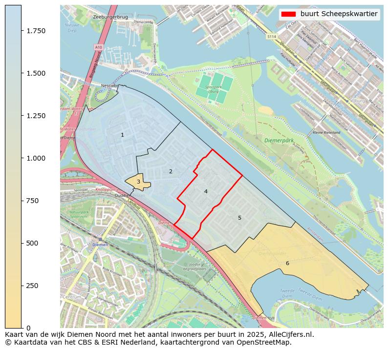 Afbeelding van de buurt Scheepskwartier op de kaart.