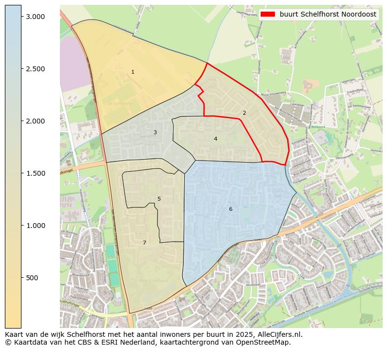 Afbeelding van de buurt Schelfhorst Noordoost op de kaart.