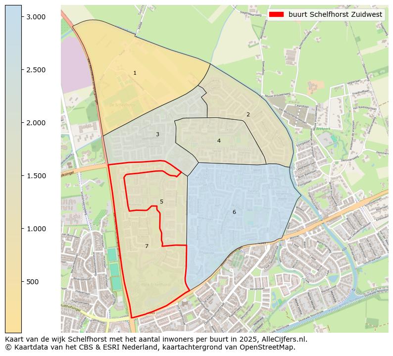 Afbeelding van de buurt Schelfhorst Zuidwest op de kaart.