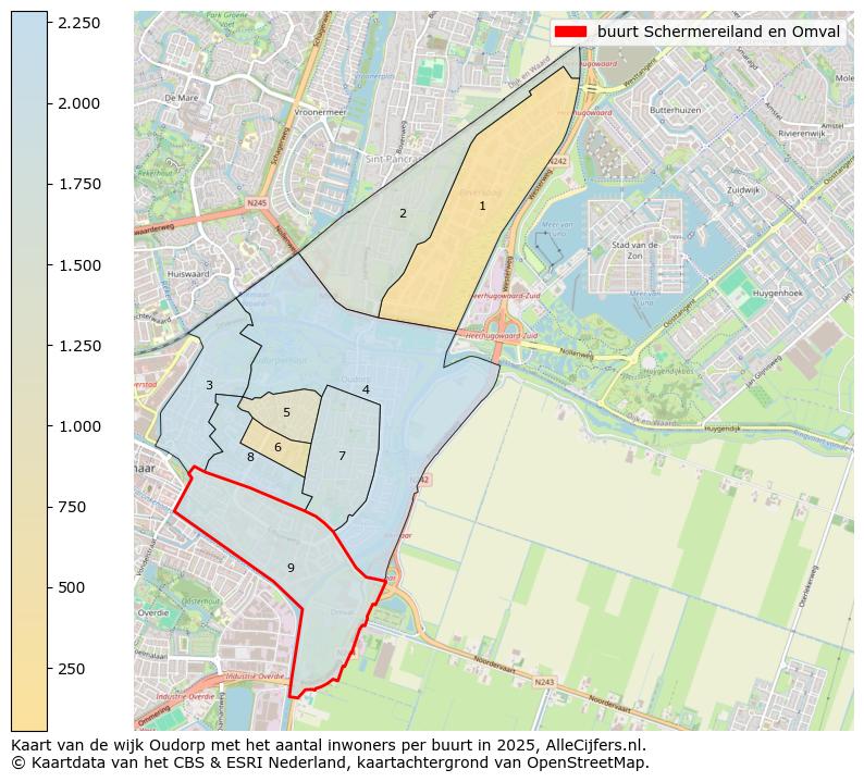 Afbeelding van de buurt Schermereiland en Omval op de kaart.