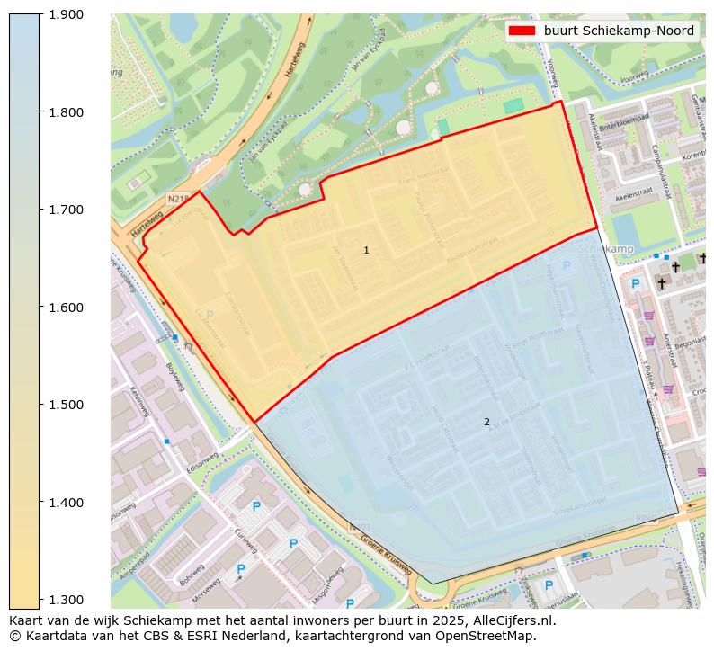 Afbeelding van de buurt Schiekamp-Noord op de kaart.