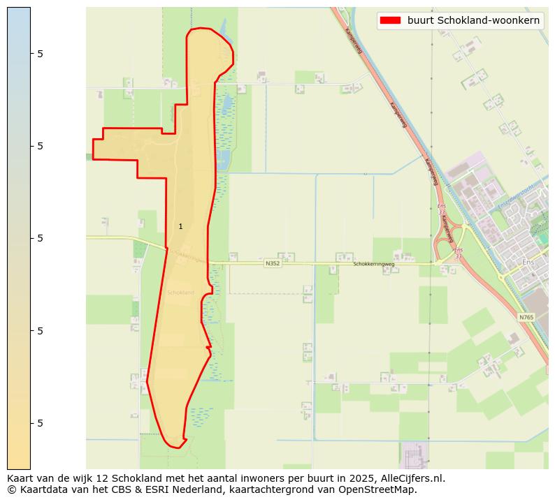 Afbeelding van de buurt Schokland-woonkern op de kaart.