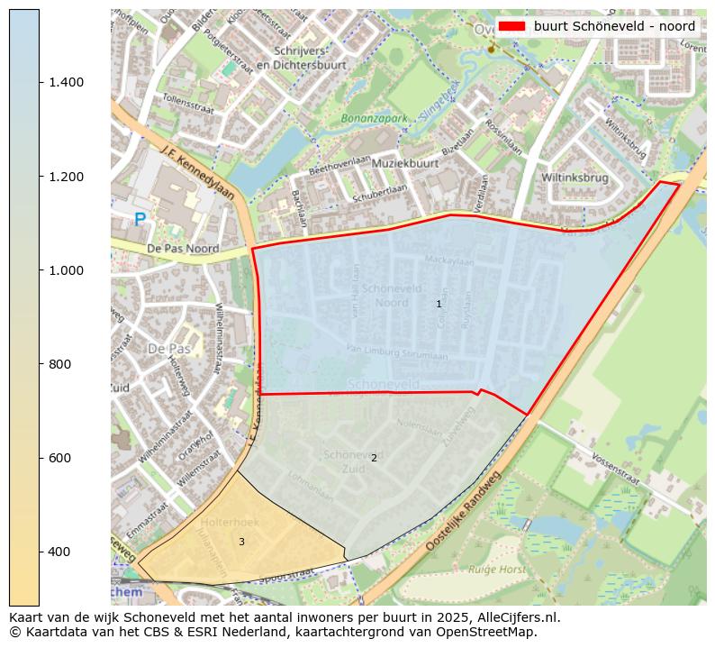 Afbeelding van de buurt Schöneveld - noord op de kaart.
