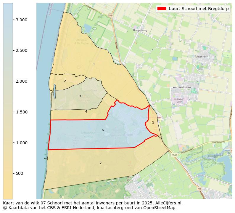 Afbeelding van de buurt Schoorl met Bregtdorp op de kaart.