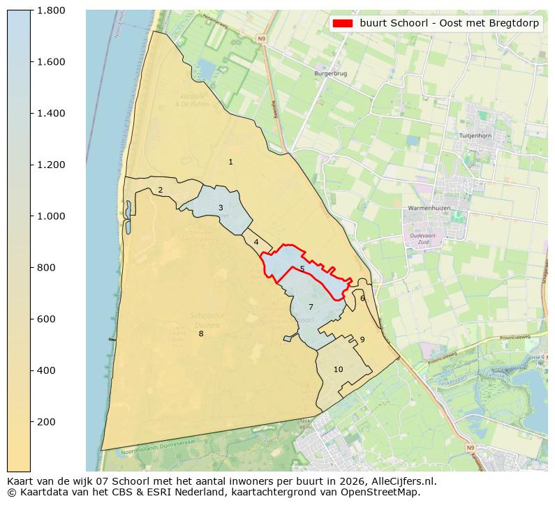 Afbeelding van de buurt Schoorl - Oost met Bregtdorp op de kaart.
