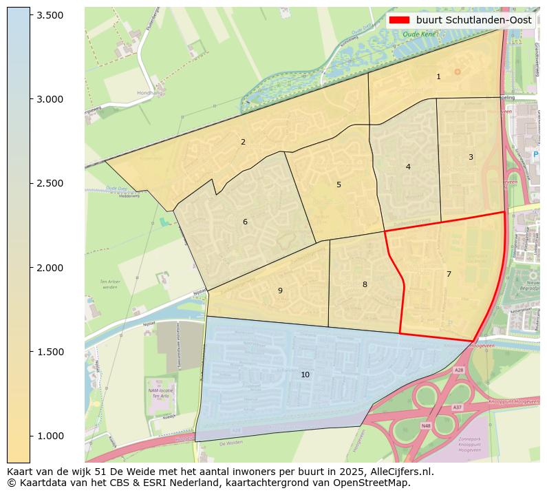 Afbeelding van de buurt Schutlanden-Oost op de kaart.