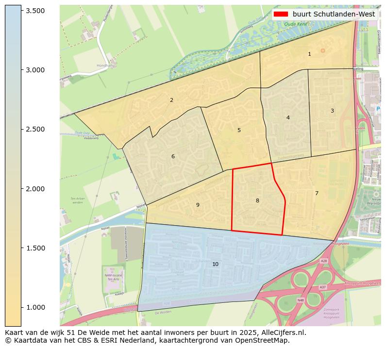Afbeelding van de buurt Schutlanden-West op de kaart.