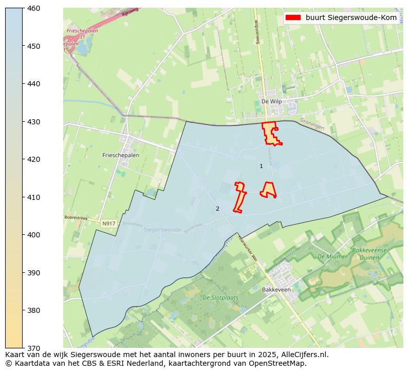 Afbeelding van de buurt Siegerswoude-Kom op de kaart.