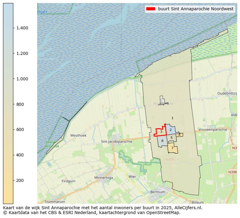 Afbeelding van de buurt Sint Annaparochie Noordwest op de kaart.