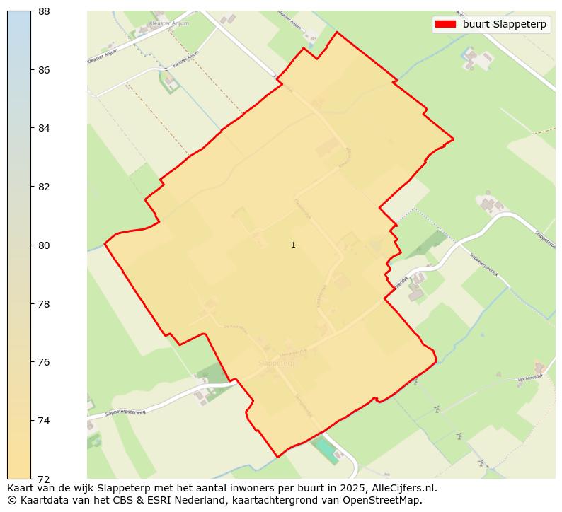 Afbeelding van de buurt Slappeterp op de kaart.