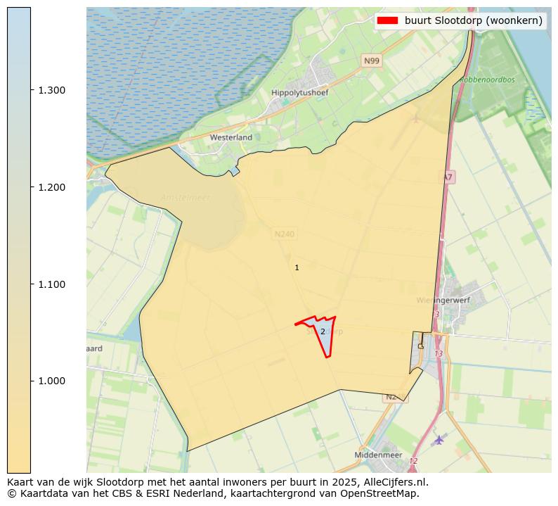 Afbeelding van de buurt Slootdorp (woonkern) op de kaart.