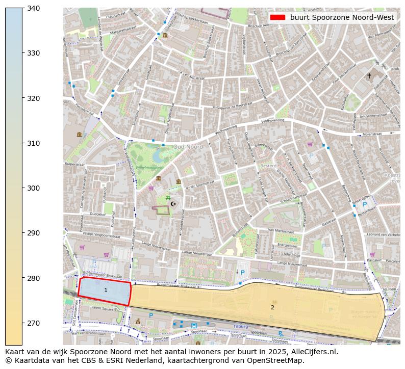 Afbeelding van de buurt Spoorzone Noord-West op de kaart.