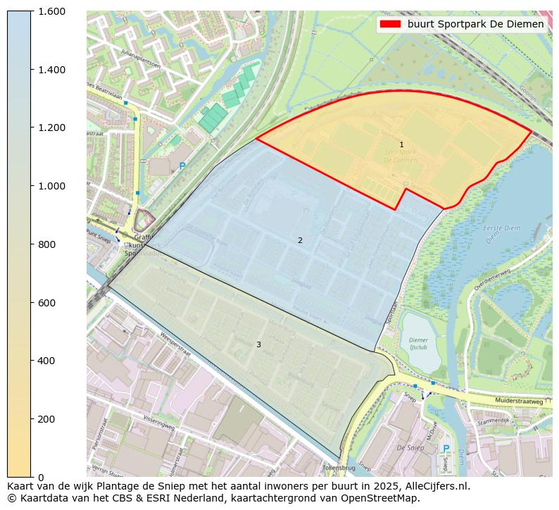 Afbeelding van de buurt Sportpark De Diemen op de kaart.