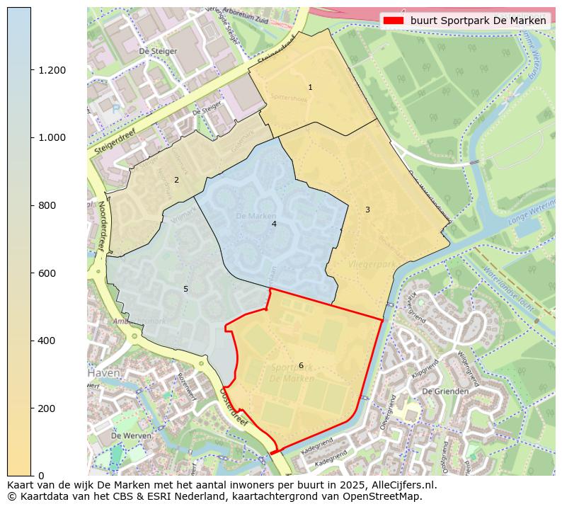Afbeelding van de buurt Sportpark De Marken op de kaart.