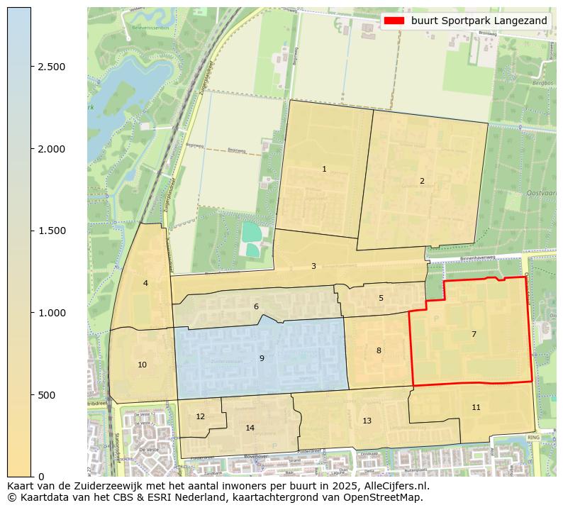 Afbeelding van de buurt Sportpark Langezand op de kaart.