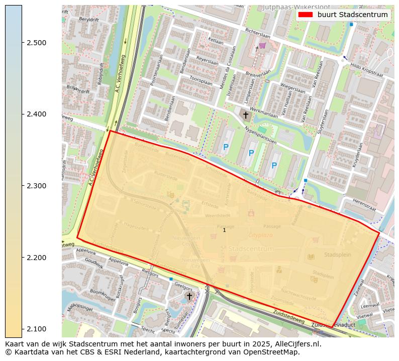 Afbeelding van de buurt Stadscentrum op de kaart.