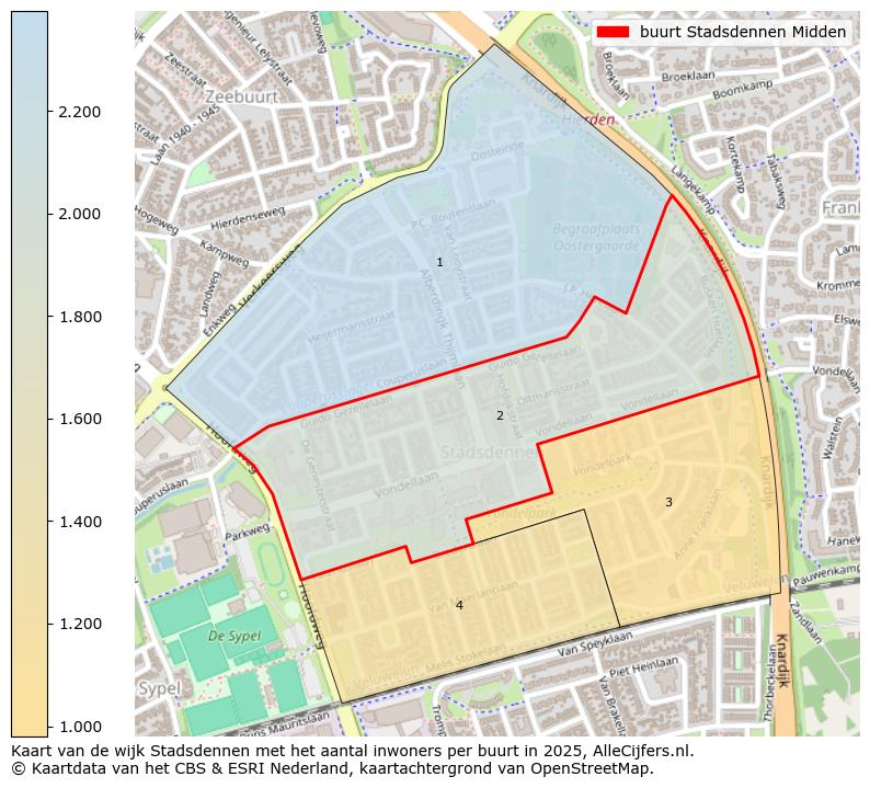 Afbeelding van de buurt Stadsdennen Midden op de kaart.