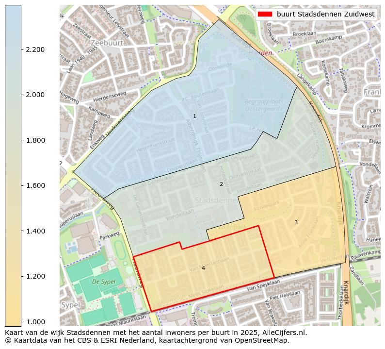 Afbeelding van de buurt Stadsdennen Zuidwest op de kaart.