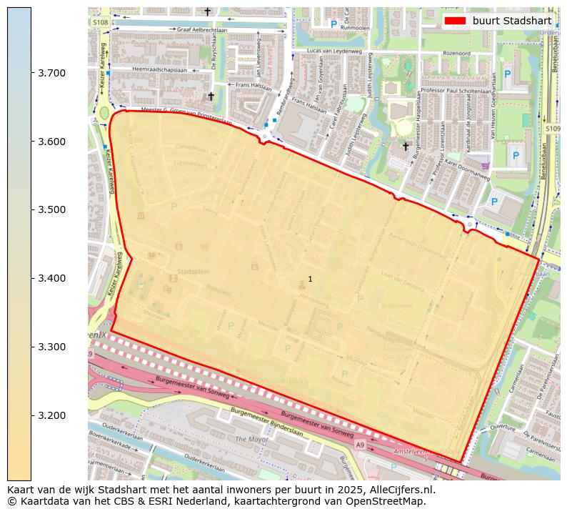 Afbeelding van de buurt Stadshart op de kaart.