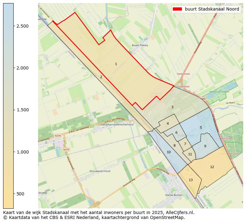 Afbeelding van de buurt Stadskanaal Noord op de kaart.