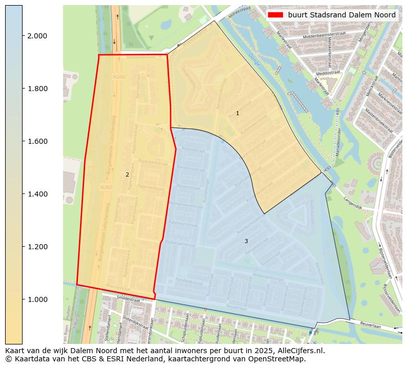 Afbeelding van de buurt Stadsrand Dalem Noord op de kaart.