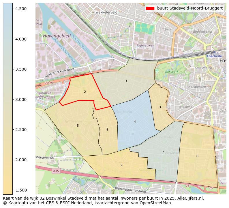 Afbeelding van de buurt Stadsveld-Noord-Bruggert op de kaart.