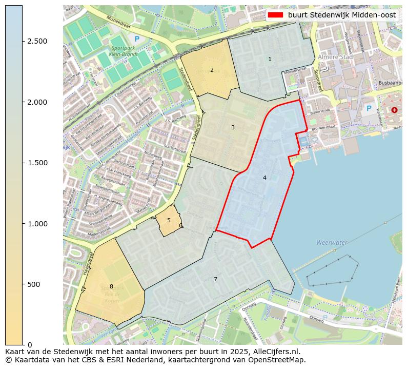 Afbeelding van de buurt Stedenwijk Midden-oost op de kaart.