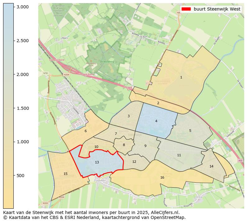 Afbeelding van de buurt Steenwijk West op de kaart.