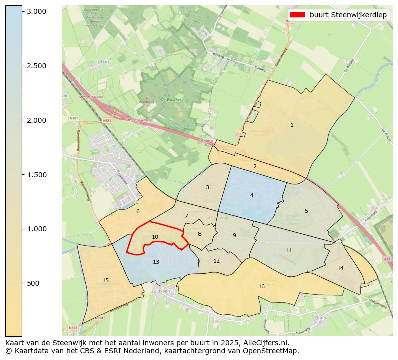 Afbeelding van de buurt Steenwijkerdiep op de kaart.