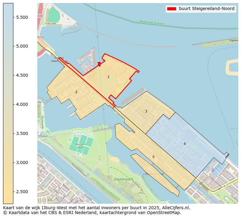 Afbeelding van de buurt Steigereiland-Noord op de kaart.