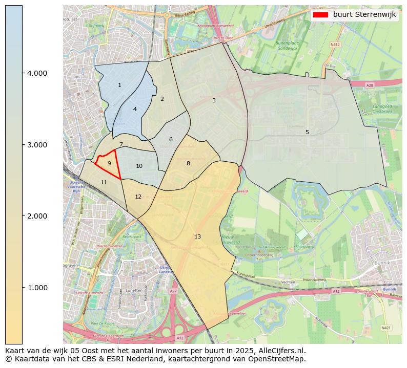 Afbeelding van de buurt Sterrenwijk op de kaart.