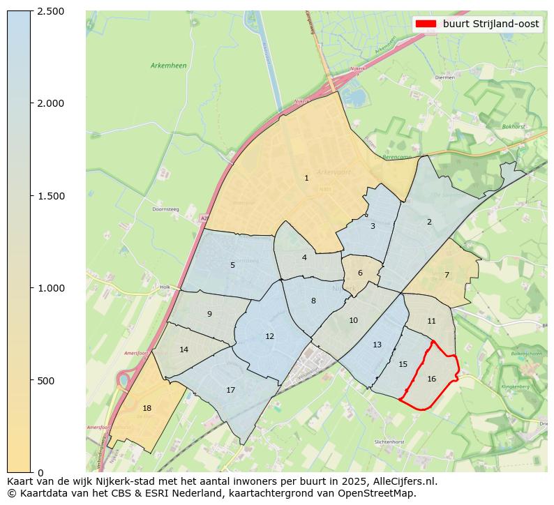 Afbeelding van de buurt Strijland-oost op de kaart.