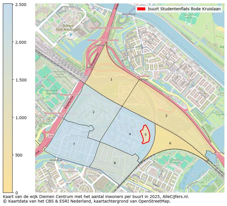 Afbeelding van de buurt Studentenflats Rode Kruislaan op de kaart.
