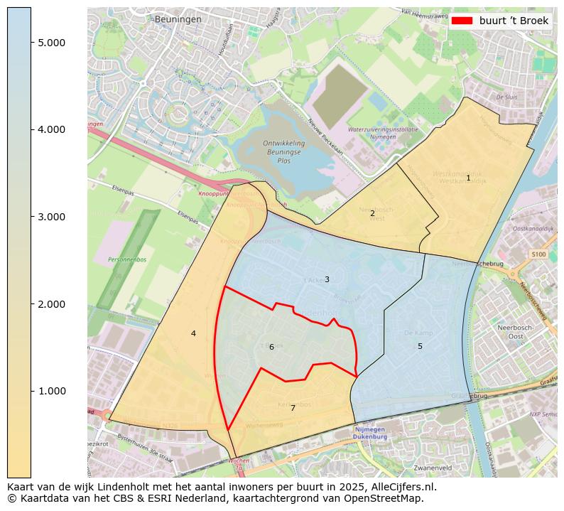 Afbeelding van de buurt ’t Broek op de kaart.