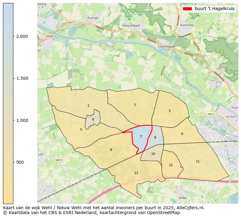 Afbeelding van de buurt ’t Hagelkruis op de kaart.