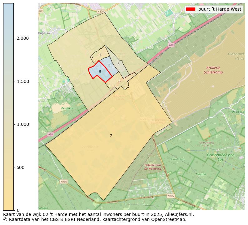 Afbeelding van de buurt ’t Harde West op de kaart.