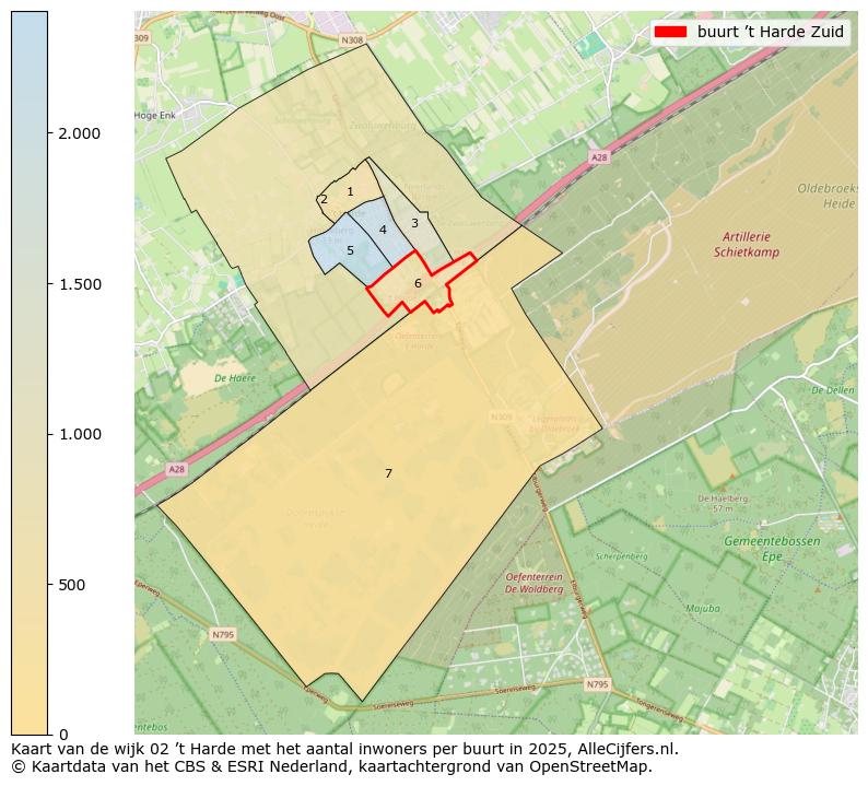 Afbeelding van de buurt ’t Harde Zuid op de kaart.
